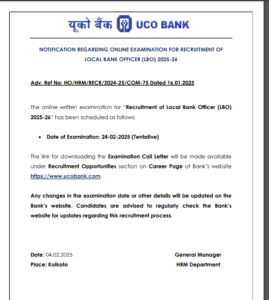 uco bank lbo exam date 2025